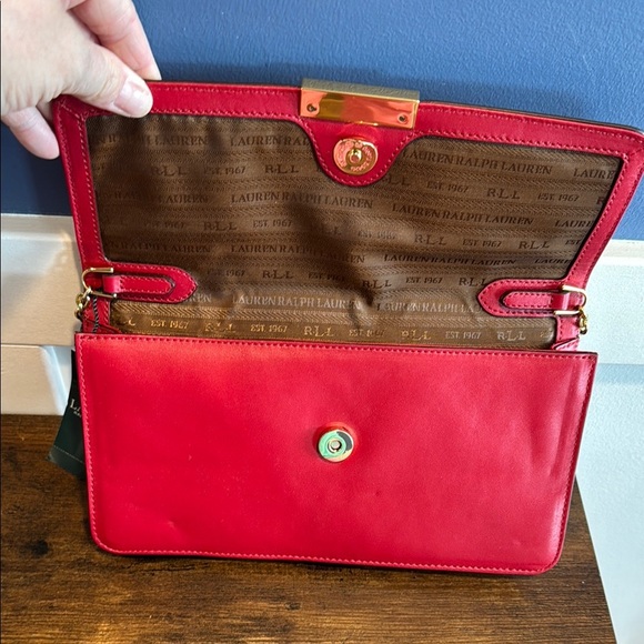 New with tags - Lauren Ralph Lauren red clutch purse handbag - Picture 9 of 12